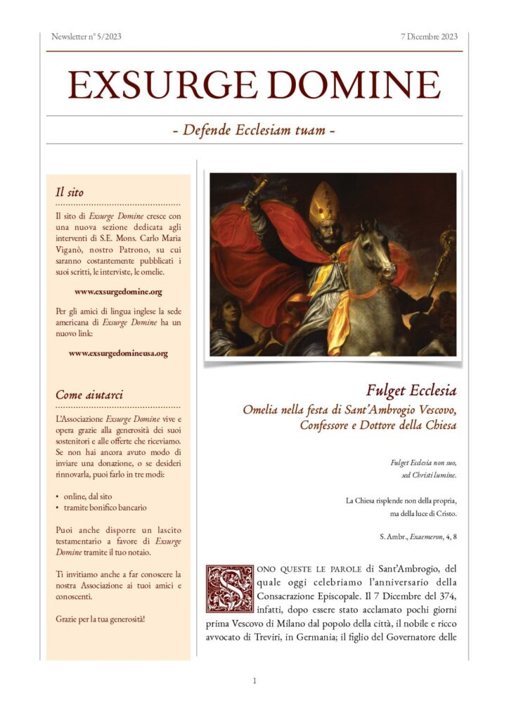 Copertina newsletter N° 5/2023 — Fulget Ecclesia — nella festa di Sant’Ambrogio